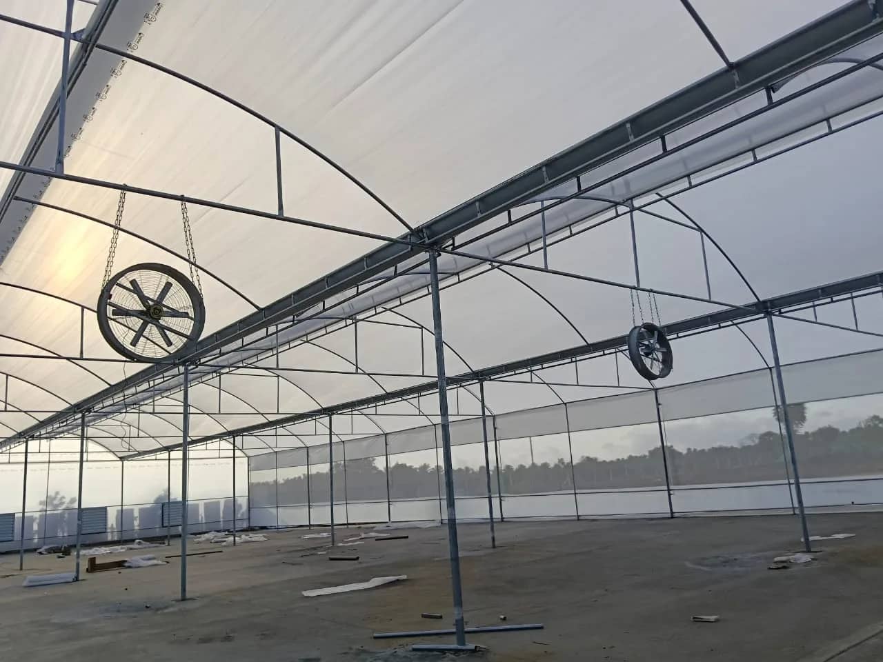 Interior of Hexagro's covered automated coir pith drying facility